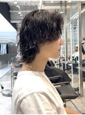 渋谷波巻きスパイラルパーマサーフカールメンズボブウルフカット