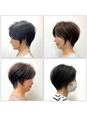 ショートカット襟足短めひし形丸み40代50代