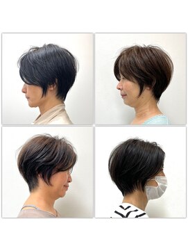テルミークリニカルデザイン 北千里 ショートカット襟足短めひし形丸み40代50代