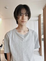 =メンズボブ/フェザーパーマ／MEN’S HAIR/ブルーブラック