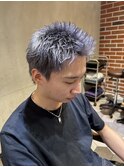MEN'S HAIR/スパイキーショート/ハイトーン/シルバー