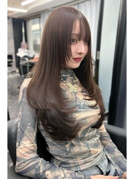 ランズ(LANDS) アッシュカラーザクザクレイヤーカット 【韓国ヘア 大阪 梅田】