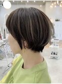丸みショート顔周りカットスモーキーカラー小顔◎20代～50代