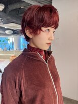 ナヌーク ダイカンヤマ(nanuk daikanyama) ショートパーマダブルカラー赤カラードライパーマブリーチカラー