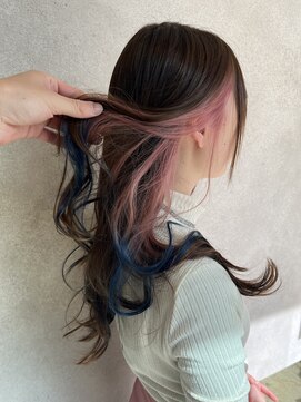 ディプティック ヘアー チェンジ ミュージアム(diptych Hair Change Museum) インナーカラー/ピンク→ブルーグラデーション/デザインカラー