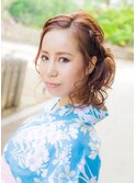 ゆるふわサイド編み込みアップ