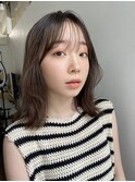 流れる顔まわり ミディアムくびれヘア 韓国