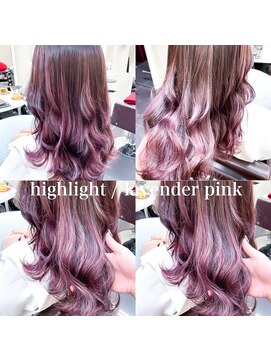 ミシェリー(misherry) ハイライトハイトーンラベンダーピンクイルミナカラー髪質改善