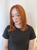 サラビューティーサイト 志免店(SARA Beauty Sight) 【KANATA】20代30代外ハネミディアム×ジューシーオレンジ