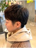 メンズショート 黒髪 ツーブロック マッシュショート 爽やか