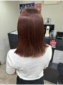オレンジベージュボブレイヤーカット夏デザインカラー所沢韓国