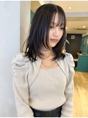 【堀惠】レイヤー顔まわりレイヤーウルフミディアム外ハネ黒髪