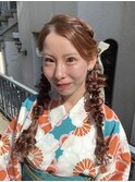 夏祭り/浴衣ヘア/着物ヘア/ヘアアレンジ/ツインアレンジ