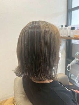 ヘア ルーナ バイ アプリーレ(hair lune by Aprire) 大人可愛いパールベージュハイライト×小顔外ハネボブ20代30代