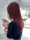 ブリーチ無しの赤系カラー