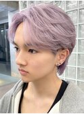 渋谷メンズブリーチカラーラベンダーグレージュセンターパート