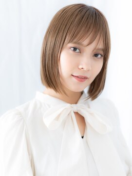 カバーヘア ブリス 北浦和(COVER HAIR bliss) ことりベージュ耳掛け小顔切りっぱなしボブ//北浦和20代30代