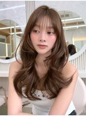 顔まわり　レイヤーカット　ミディアム　韓国