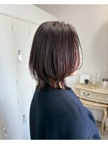 ロッカヘアエジェ(ROCCA hair eje.) ナチュラルショート艶感ブラウンのレイヤーミディ