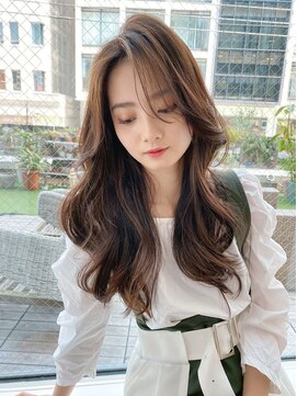 バイオレット ナゴヤ(Violet Nagoya) 前髪レイヤーカット大人ウェーブエギョモリチョコレートブラウン