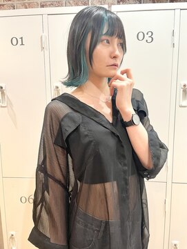 アグ ヘアー フィオ 南浦和店(Agu hair fio) ライムグリーンのインナーカラー