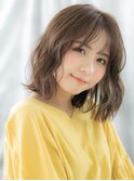 アッシュオリーブくせ毛風ウェーブミディアムn古河20代30代40代