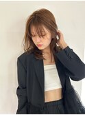 韓国顔まわりレイヤーカットグレージュオリーブベージュブラウン