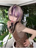 デザインカラー シルバーカラー ハッシュカット シャギーウルフ