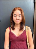 顔まわりレイヤーオレンジカラー暖色カラーレイヤーカット