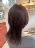 ブリーチなしダブルカラー，，レッド，ウルフカット【草加】