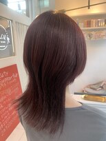 ルルバイアズール 草加店(LULU by azule)&nbsp;ブリーチなしダブルカラー，，レッド，ウルフカット【草加】