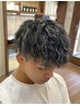 メンズツイスト系or波巻きパーマ＋ハイライトメッシュ（眉カット￥550) 
