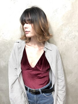 サロンドミルク 溝の口店(salon de MiLK) 根元の黒い部分を活かした外国人風グラデカラー