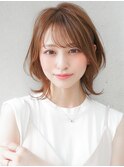 ショコラベージュ ボブルフ  ベビーバング カール くびれヘア