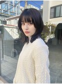 韓国暗髪鎖骨ミディアムヘアくびれヘア似合わせカットイメチェン