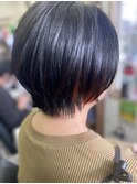 ショートボブ イヤリングカラー オレンジカラー 20代30代40代