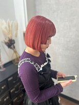 ヘアーワークス ボナ(HAIR WORKS bona.) 丸みのあるカットで可愛いらしい印象に◎ピンクボブ　ブリーチ
