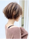 【40代50代60代】くびれショートボブ／前髪ありなし／白髪ぼかし