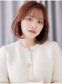 ミルクブラウンブリーチなしワンカール丸みボブY志木30代40代