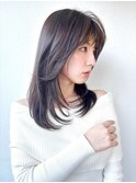 韓国風レイヤーカット/髪質改善/ダークアッシュ/小顔ヘアp越谷