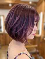 クロム(CHROM)&nbsp;丸みくびれ艶ボブ×ラベンダーボルドー