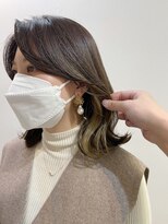 大人のイヤリングカラー/カーキグレージュ/インナーカラー/韓国