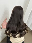 黒髪/グレーベージュ/レイヤーロング/前髪パーマ/艶髪/髪質改善