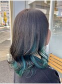 インナーカラーグリーンアッシュカーキオリーブ寒色系カラー