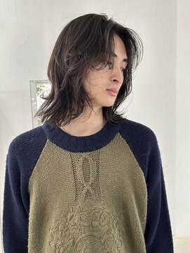 メゾンアクア 表参道(Maison ACQUA) =メンズボブ/ダークアッシュ/ニュアンスパーマ/メンズウルフ