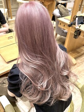 バイオレット 表参道店(Violet) 韓国ホワイトピンクブリーチデザインカラーロングレイヤーカット