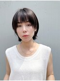 大人ショートボブフェイスレイヤー前髪あり外ハネボブK20250611