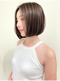 葛西ハイライト白髪ぼかしショートボブ小顔カットレイヤーカット