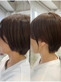 骨格補正の丸みショート×サイドバングで360°美シルエット♪
