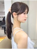 オリーブグレー/ボブ/顔周り/小顔/レイヤー/髪質改善/縮毛矯正